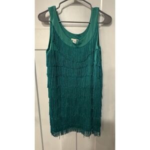 H&M Women's Black Fringe Flapper Dress Sleeveless Scoop Neck | Medium B1.2